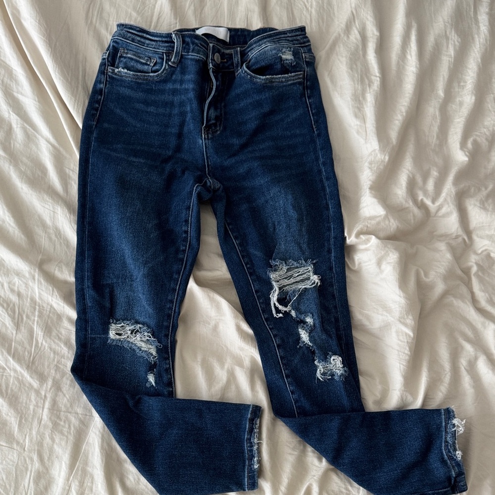 Dark Blue Distressed Skinny Jeans